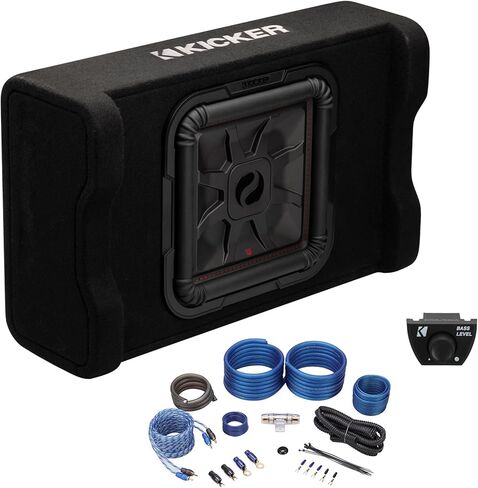 حزمة Kicker 53PL7TDF12 L7TDF: حاوية مضخم صوت السيارة بقوة 12 بوصة بقدرة 600 واط، RWK41 4-Gauge مجموعة أدوات تركيب أسلاك أمبير كاملة مع RCA، عنصرين in Kuwait