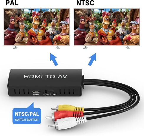 محول HDMI إلى RCA، محول HDMI إلى AV 3RCA CVBs مركب محول صوت الفيديو للتلفزيون القديم المتوافق مع PAL/NTSC لـ Roku، Android TV Box، DVD إلخ in Kuwait