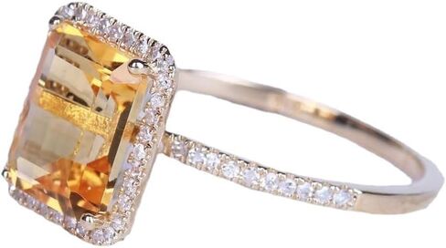LRESJJIUJ 18K مطلية بالذهب قطع الزمرد 4ct الأصفر مكعب زركونيا كوكتيل الخطوبة الزفاف الذكرى خواتم الفضة الاسترليني خواتم التوباز الأصفر للنساء (10) in Saudi Arabia