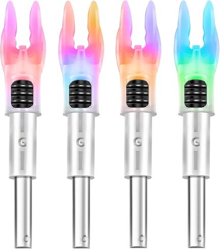 DEEPOWER 4/9 PCS G مضاءة Nocks للسهام .165 .204 .233 .244 .246 بوصة القطر الداخلي مع البطانات X، H، S، GT LED مضاءة Nock ومفتاح تشغيل / إيقاف لصيد Archrey و (4 قطع / ستروب) in Kuwait