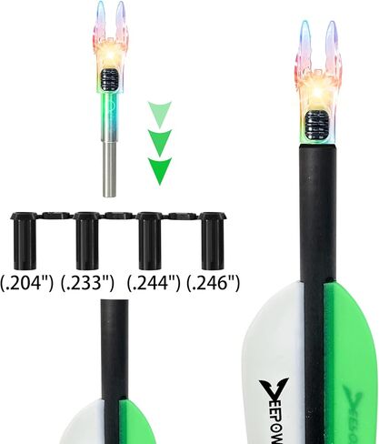 DEEPOWER 4/9 PCS G مضاءة Nocks للسهام .165 .204 .233 .244 .246 بوصة القطر الداخلي مع البطانات X، H، S، GT LED مضاءة Nock ومفتاح تشغيل / إيقاف لصيد Archrey و (4 قطع / ستروب) in Kuwait