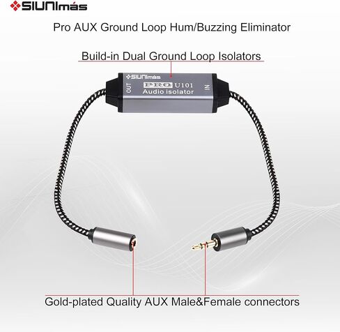 Pro AUX Noise Filter Durable Aluminum Alloy Case with Nylon Braided Male&Female Cords Ground Loop Hum/Buzzing Noise Isolator for Car and Home Audio Playing Systems (SIM-Pro AUX-01A) in Saudi Arabia