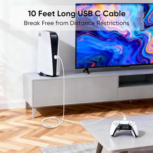 كابل FEMORO USB A إلى USB C بطول 10 أقدام، USB 3.2 Gen 2 Type A إلى C 10 جيجابت في الثانية لنقل البيانات وشحن سريع 3A، كابل USB-A مجدول إلى النوع C لهاتف iPhone 17/16/15، وهواتف Android، والكمبيوتر المحمول، ووحدة تحكم الألعاب، SSD in Kuwait