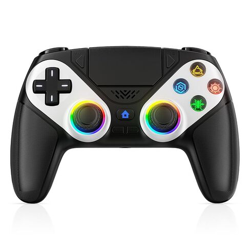 Dinosoo RGB Wireless Controller for PS5/PC/Mobile – Bluetooth Gamepad with Turbo, Macro, Dual Vibration, 6-Axis Gyro, 3.5mm Audio Jack, Built-in Speaker, 1000mAh Battery (Black) in Kuwait