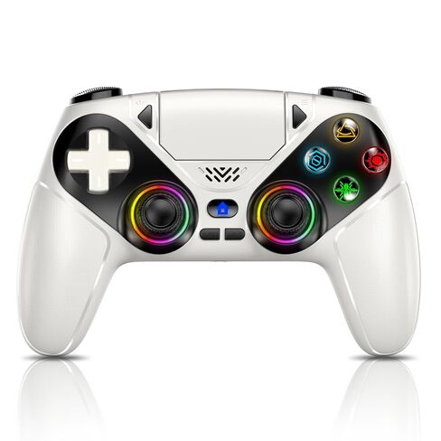 Dinosoo RGB Wireless Controller for PS5/PC/Mobile – Bluetooth Gamepad with Turbo, Macro, Dual Vibration, 6-Axis Gyro, 3.5mm Audio Jack, Built-in Speaker, 1000mAh Battery (Black) in Kuwait