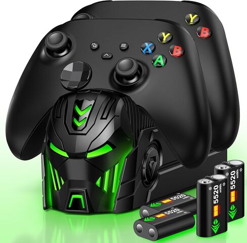 محطة شحن متوافقة مع وحدات تحكم Xbox مع حزمة بطارية قابلة لإعادة الشحن بقدرة 4 × 5520 ميجاوات في الساعة لجهاز التحكم X1/X-Series X - أسود in Kuwait