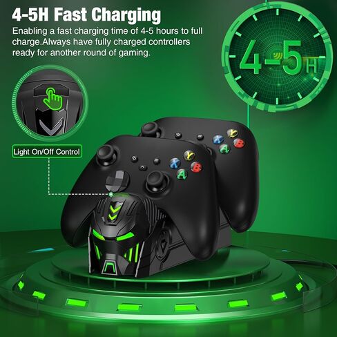 محطة شحن متوافقة مع وحدات تحكم Xbox مع حزمة بطارية قابلة لإعادة الشحن بقدرة 4 × 5520 ميجاوات في الساعة لجهاز التحكم X1/X-Series X - أسود in Kuwait