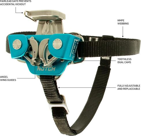 Notch Jet Step II Foot Ascender مع كاميرا مزدوجة بدون أسنان لتقليل التآكل والسحب على خط التسلق، استخدمه على كلا القدمين، متوافق مع الحبال 8 مم - 13 مم (100076) in Kuwait