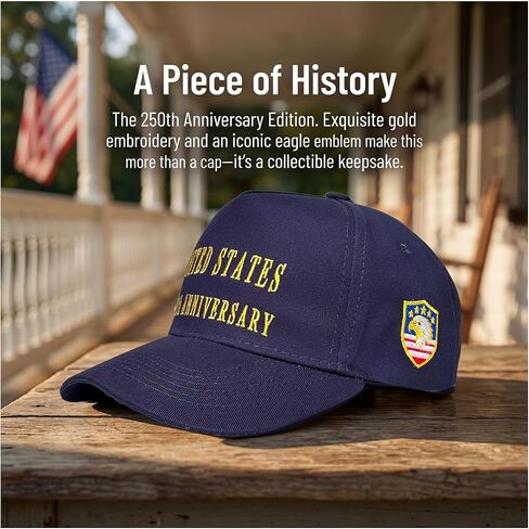 U.S. 250th Anniversary Patriotic Baseball Cap 1776–2026, Embroidered Navy Blue USA Hat, Adjustable Cotton Blend Baseball Hat for Men Women in Saudi Arabia