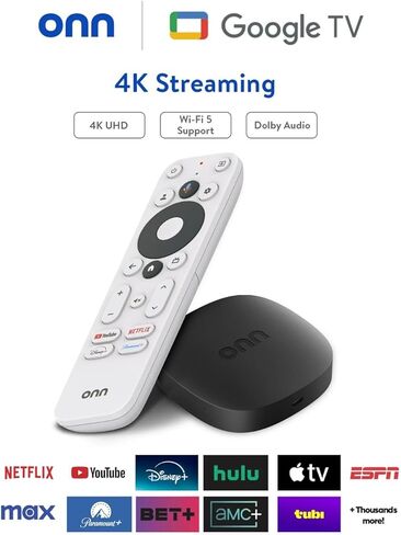 أون. جهاز بث 4K مع تلفزيون جوجل، سعة تخزين 8 جيجابايت، ذاكرة الوصول العشوائي 2 جيجابايت، مشغل بث تلفزيوني ذكي فائق الدقة، جهاز تحكم عن بعد مع مساعد جوجل، بث واي فاي سريع، مشغل وسائط HDMI مع دولبي فيجن in Kuwait