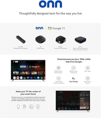 أون. جهاز بث 4K مع تلفزيون جوجل، سعة تخزين 8 جيجابايت، ذاكرة الوصول العشوائي 2 جيجابايت، مشغل بث تلفزيوني ذكي فائق الدقة، جهاز تحكم عن بعد مع مساعد جوجل، بث واي فاي سريع، مشغل وسائط HDMI مع دولبي فيجن in Kuwait
