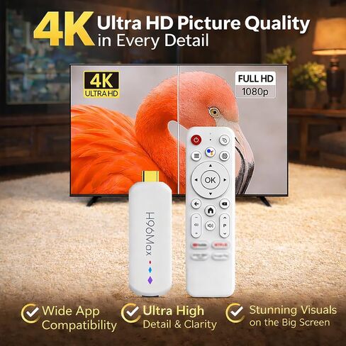 H96MAX Screencast TV Stick 4K Ultra HD Streaming Stick 16GB WiFi6 Streaming Media Player دفق الوسائط فيديو / صوت / ملف HDMI موسع لاسلكي من الكمبيوتر المحمول، الكمبيوتر الشخصي، الهاتف الذكي إلى شاشة عرض HDTV in Kuwait