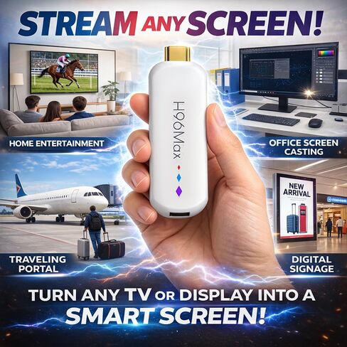 H96MAX Screencast TV Stick 4K Ultra HD Streaming Stick 16GB WiFi6 Streaming Media Player دفق الوسائط فيديو / صوت / ملف HDMI موسع لاسلكي من الكمبيوتر المحمول، الكمبيوتر الشخصي، الهاتف الذكي إلى شاشة عرض HDTV in Kuwait