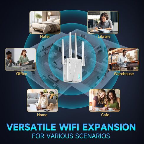 موسع WiFi، أقوى معزز إشارة موسع WiFi لعام 2026، مكرر الإنترنت المنزلي بالكامل يغطي ما يصل إلى 15000 قدم مربع و50 جهازًا، إعداد سهل | إبعاد مناطق WiFi الميتة in Kuwait