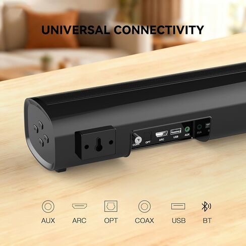 شريط الصوت HDMI للتلفزيون الذكي، أشرطة الصوت المحيطي للمسرح المنزلي، مكبرات صوت التلفزيون شريط الصوت بلوتوث HDMI AUX OPT COAX USB نظام الصوت المحيطي المنزلي للكمبيوتر الشخصي، لعبة الأفلام/الموسيقى/الأخبار، أسود in Kuwait