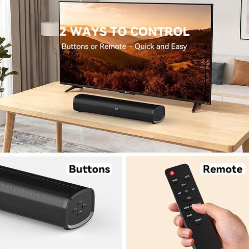 شريط الصوت HDMI للتلفزيون الذكي، أشرطة الصوت المحيطي للمسرح المنزلي، مكبرات صوت التلفزيون شريط الصوت بلوتوث HDMI AUX OPT COAX USB نظام الصوت المحيطي المنزلي للكمبيوتر الشخصي، لعبة الأفلام/الموسيقى/الأخبار، أسود in Kuwait