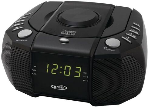 Jensen JCR-310 AM/FM Stereo Dual Alarm Clock Radio with Top Loading CD Player, Digital Tuner and Aux Input, Black in Saudi Arabia