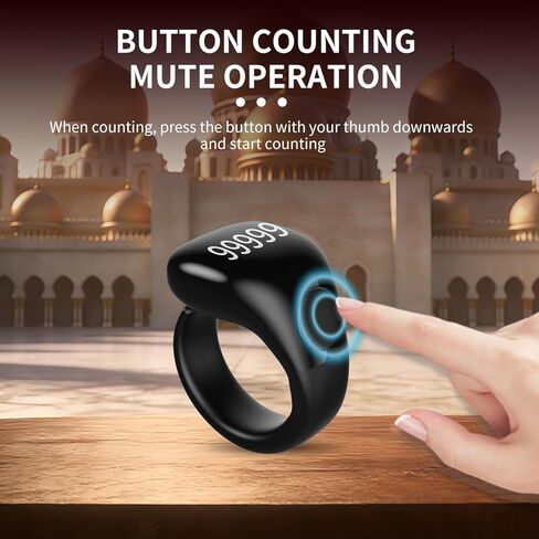 حلقة ذكر التسبيح الذكية، عداد قابل للتعديل، 3 مقاسات (18،20،22 ملم) ساعة منبه رقمية للأذان الإسلامي، تدعم التطبيق حلقات تذكير للصلاة بالعداد الرقمي، حلقة ذكر مضادة للماء مكونة من 5 أرقام in Kuwait
