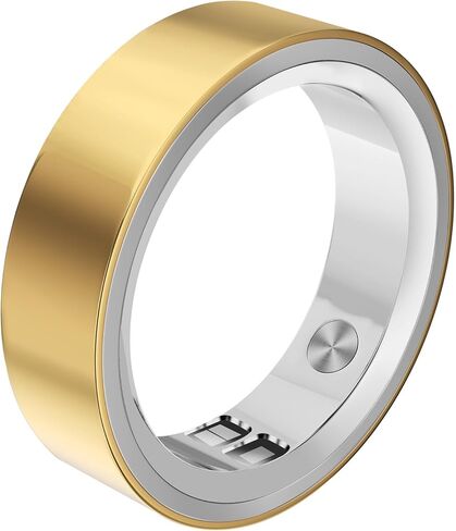 RQZ Smart Ring for Women Men, Fitness Tracker with Heart Rate Tracking, Sleep Tracking, Step Counter, Vibration Alert, 5ATM Waterproof, iOS Android Compatible, Gold Size 8 in Saudi Arabia