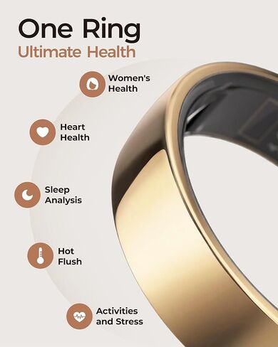 femometer Ring Air | Ultra-Thin Smart Ring | Sleep/Heart Rate/SpO2/Stress | Women's Health & Fertility Tracker with BBT Technology | Hot Flash Monitoring | Free Subscription - Size7 in Kuwait