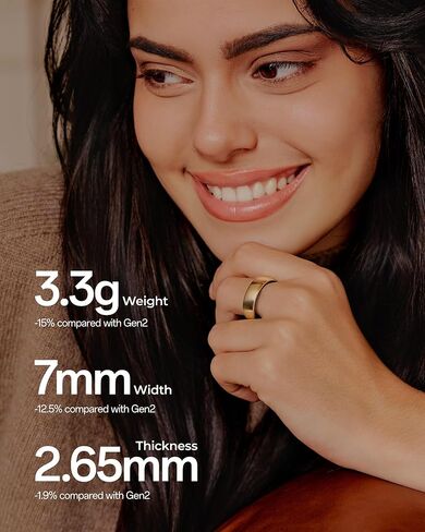 femometer Ring Air | Ultra-Thin Smart Ring | Sleep/Heart Rate/SpO2/Stress | Women's Health & Fertility Tracker with BBT Technology | Hot Flash Monitoring | Free Subscription - Size7 in Kuwait