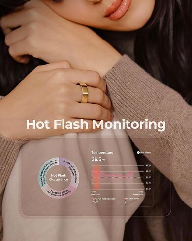 femometer Ring Air | Ultra-Thin Smart Ring | Sleep/Heart Rate/SpO2/Stress | Women's Health & Fertility Tracker with BBT Technology | Hot Flash Monitoring | Free Subscription - Size7 in Kuwait