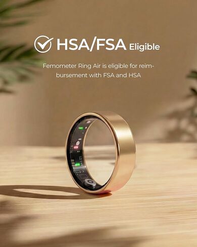 femometer Ring Air | Ultra-Thin Smart Ring | Sleep/Heart Rate/SpO2/Stress | Women's Health & Fertility Tracker with BBT Technology | Hot Flash Monitoring | Free Subscription - Size7 in Kuwait