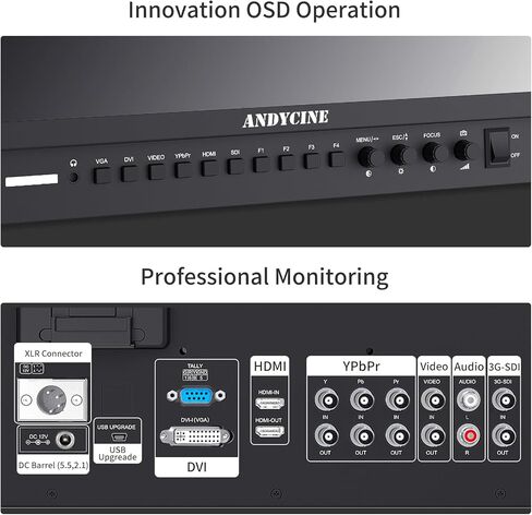 ANDYCINE C173S 17.3 بوصة دقة 1920x1080 4K HDMI 3G-SDI شاشة إنتاج البث والمدخل، شاشة مدير سطح المكتب مع YPbPr، فيديو in Kuwait