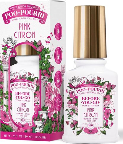 بخاخ المرحاض للجيب من Poo-Pourri Before-You-Go، أساسيات السفر، سيترون وردي، 1 أونصة سائلة، ما يصل إلى 50 استخدامًا، مزيل الروائح الكريهة للحمام أثناء التنقل مع الزيوت العطرية، حجم معتمد من إدارة أمن المواصلات الأمريكية in Kuwait