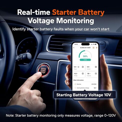 Litime 500A Bluetooth Battery Shunt, Compatible with 8V–120V Lead Acid, LFP, Lithium, AGM Batteries, SOC, Alarm Alerts, History Records, App Monitoring, Ideal for RV/Marine/Off-Grid in Saudi Arabia
