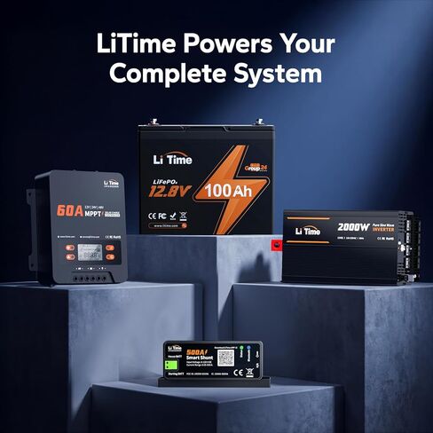 Litime 500A Bluetooth Battery Shunt, Compatible with 8V–120V Lead Acid, LFP, Lithium, AGM Batteries, SOC, Alarm Alerts, History Records, App Monitoring, Ideal for RV/Marine/Off-Grid in Saudi Arabia