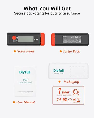 جهاز اختبار بطارية Dlypow مع عقد مغناطيسي وشاشة LCD، جهاز اختبار فحص البطارية الصغيرة لبطاريات AA AAA C D 9V CR123A 1.5V/3V المنزلية in Kuwait
