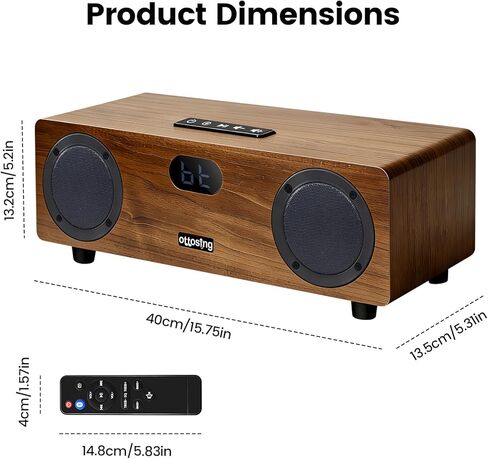 مكبر صوت بلوتوث 2.0 قناة 40 وات، بلوتوث 5.0 مع بصري/محوري/HDMI ARC/AUX/USB، مكبر صوت خشبي ضبط DSP يدعم MP3/WAV، صوت ستيريو للمنزل/الداخلي in Kuwait