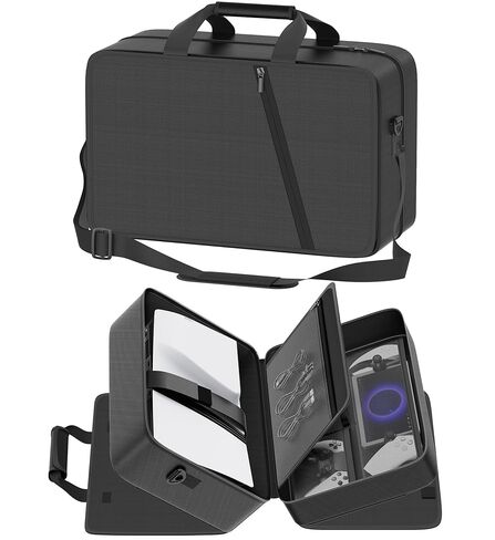Carrying Case Compatible with PS5/Slim/Pro Disc & Digital, P S5 Travel Case for Play 5 Controllers, PS Portal, Game Discs, PS 5 Protective Travel Bag Play 5 Carry with Zipper Pocket, Black and White in Saudi Arabia