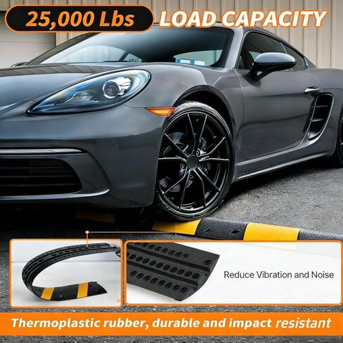7FT Rubber Speed Bump 2 Pack, 84 Inch Heavy Duty Speed Bumps with End Caps, 25,000lbs Capacity, Ideal for Driveway, Parking Lot, Residential Street, Asphalt, Concrete, Gravel, Low Car Safe Speed Hump in Kuwait