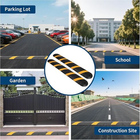 7FT Rubber Speed Bump 2 Pack, 84 Inch Heavy Duty Speed Bumps with End Caps, 25,000lbs Capacity, Ideal for Driveway, Parking Lot, Residential Street, Asphalt, Concrete, Gravel, Low Car Safe Speed Hump in Kuwait