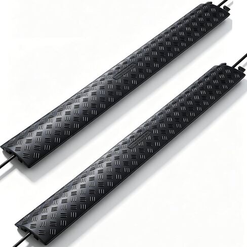 BESEA Heavy Duty Cord Cover 2 Pack 40 Inch Cable Protector Ramp 15000 lbs, Outdoor Floor Wire Cover with 4" Wide Channel, Modular Interlocking Anti Trip Cable Ramp for Driveway Sidewalk Garage(Black) in Saudi Arabia