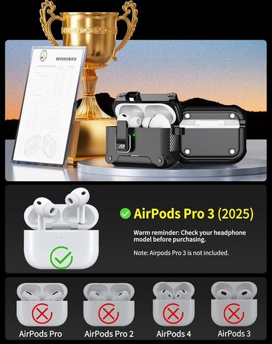Pohgelan Compatible with AirPods Pro 3 Case with Lock,Magnetic Automatic Lock with Cleaning Kit,Compatible with Magsafe Cover (Black, AirPods Pro 3rd (2025)) in Saudi Arabia