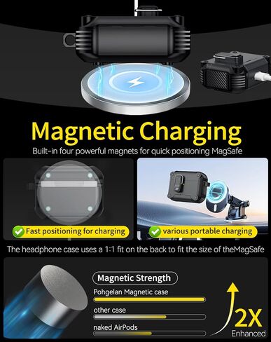Pohgelan Compatible with AirPods Pro 3 Case with Lock,Magnetic Automatic Lock with Cleaning Kit,Compatible with Magsafe Cover (Black, AirPods Pro 3rd (2025)) in Saudi Arabia