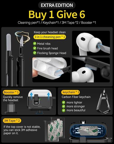 Pohgelan Compatible with AirPods Pro 3 Case with Lock,Magnetic Automatic Lock with Cleaning Kit,Compatible with Magsafe Cover (Black, AirPods Pro 3rd (2025)) in Saudi Arabia