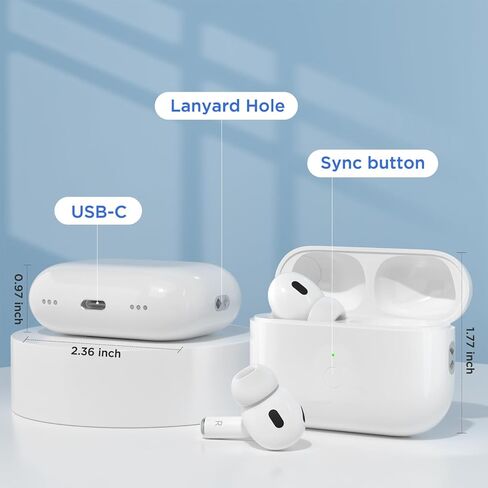 حافظة شحن لاسلكية بديلة Airpod Pro، حافظة شحن متوافقة مع Air Pod Pro الجيل الأول والثاني، استبدال علبة شاحن Airpods Pro 1&2، اقتران بلوتوث (النوع C) in Kuwait