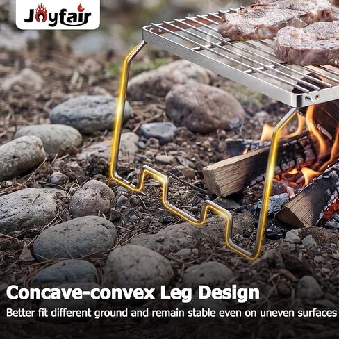 شبكة شواية للتخييم مقاس 17 بوصة لشواء نار المخيم، شبكة كبيرة من الفولاذ المقاوم للصدأ من Joyfair مفتوحة للاستخدام في الهواء الطلق، رف طبخ قابل للطي عالي التحمل مع أرجل قابلة للتعديل، قابلة للطي والمحمولة، آمنة للاستخدام في غسالة الأطباق in Kuwait