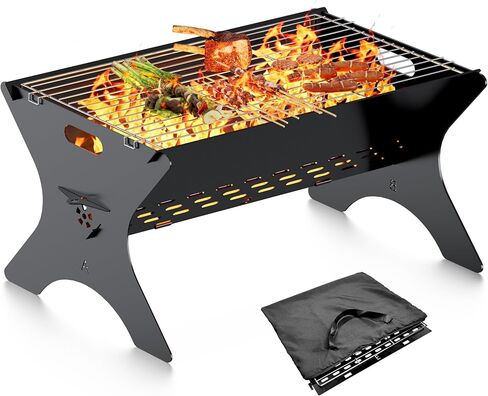 Camping Campfire Grill, 16"Lx12"D Portable Folding Charcoal Grills, Backpacking BBQ Grill with Carry Bag, Outdoor Fire pit for Camping, Picnic, Bonfire, Patio, Backyard in Saudi Arabia