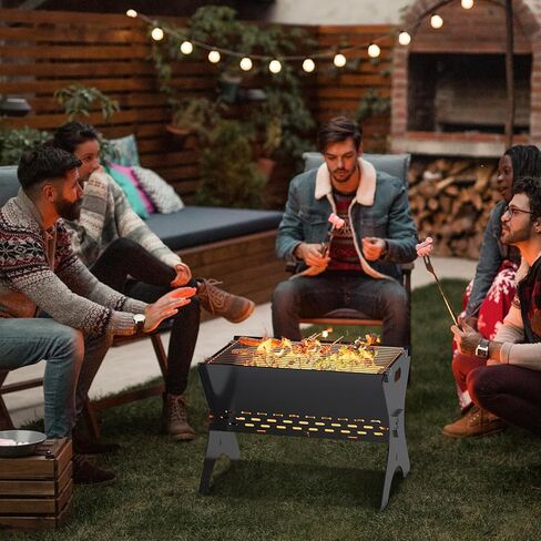 Camping Campfire Grill, 16"Lx12"D Portable Folding Charcoal Grills, Backpacking BBQ Grill with Carry Bag, Outdoor Fire pit for Camping, Picnic, Bonfire, Patio, Backyard in Saudi Arabia