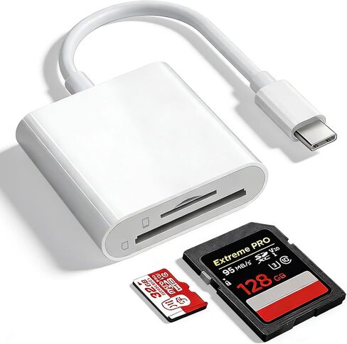 قارئ بطاقة SD لجهاز iPhone 15/16/17، قارئ بطاقة Sd USB C، قارئ بطاقة Micro Sd لجهاز iPad، قارئ بطاقة USB C Sd لجهاز iPad، التوصيل والتشغيل لا يتطلب تطبيق، محول للكاميرا الرقمية إلى الهاتف in Kuwait