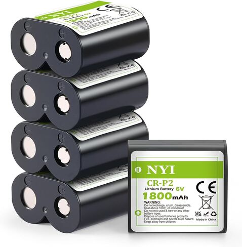 بطارية ليثيوم NYI 5 عبوات CR-P2 بقدرة 6 فولت 1800 مللي أمبير في الساعة، بديلة لـ 223A، DL223A، EL223AP، 2CR-P2، توفر طاقة طويلة الأمد لمعدات الكاميرا، وأجهزة إنذار الدخان، وأنظمة أمان المنزل in Kuwait