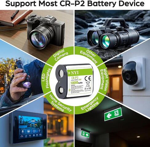 بطارية ليثيوم NYI 5 عبوات CR-P2 بقدرة 6 فولت 1800 مللي أمبير في الساعة، بديلة لـ 223A، DL223A، EL223AP، 2CR-P2، توفر طاقة طويلة الأمد لمعدات الكاميرا، وأجهزة إنذار الدخان، وأنظمة أمان المنزل in Kuwait