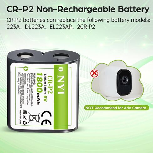 بطارية ليثيوم NYI 5 عبوات CR-P2 بقدرة 6 فولت 1800 مللي أمبير في الساعة، بديلة لـ 223A، DL223A، EL223AP، 2CR-P2، توفر طاقة طويلة الأمد لمعدات الكاميرا، وأجهزة إنذار الدخان، وأنظمة أمان المنزل in Kuwait