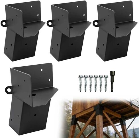 4 Pcs Deer Stand Brackets 4x4, Heavy Duty Deer Blind Brackets, Outdoor Angle Bracket for Outdoor Hunting Platforms, Lookouts, Shooting Platform, Tree Houses,Observation Decks (Black) in Saudi Arabia