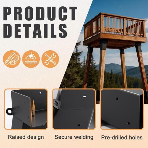 4 Pcs Deer Stand Brackets 4x4, Heavy Duty Deer Blind Brackets, Outdoor Angle Bracket for Outdoor Hunting Platforms, Lookouts, Shooting Platform, Tree Houses,Observation Decks (Black) in Saudi Arabia